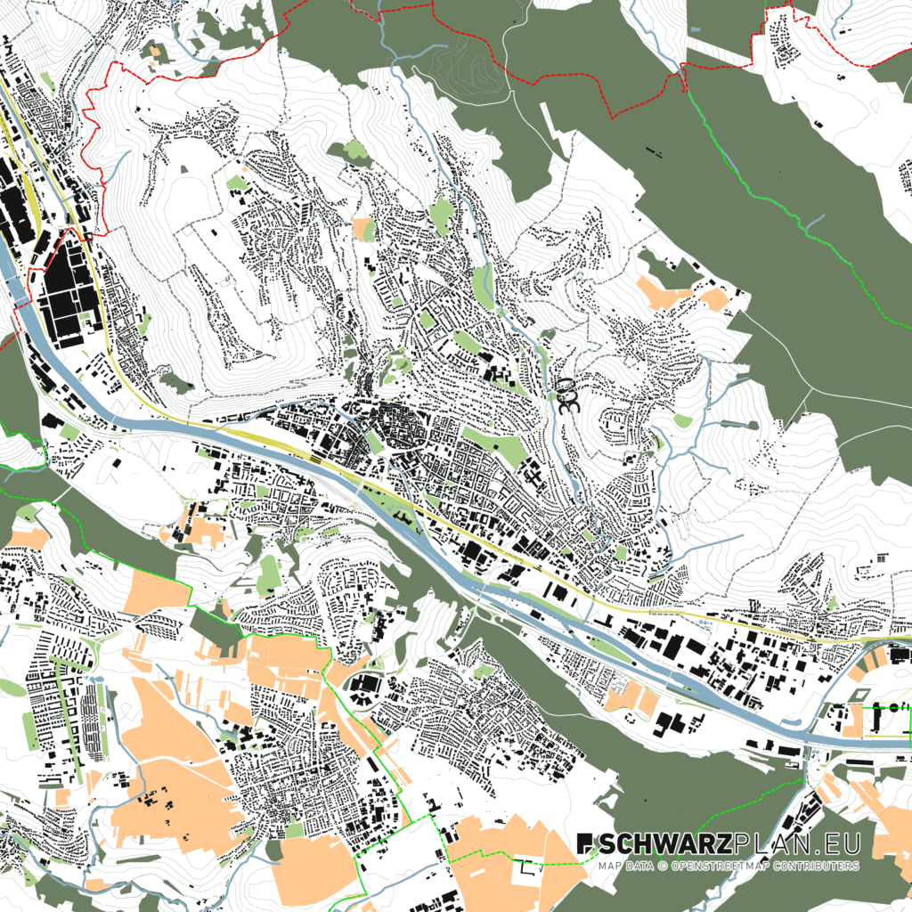 Lageplan & Schwarzplan von Esslingen am Neckar zum Download als PDF