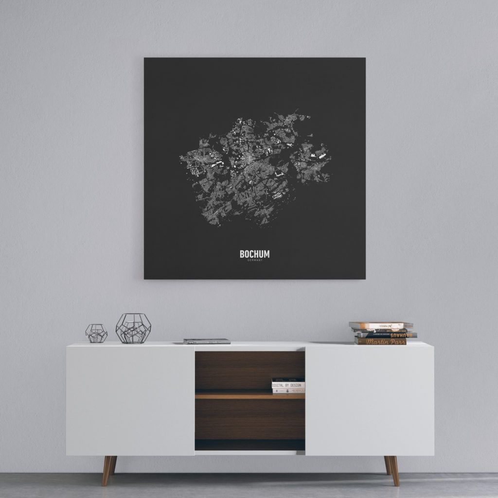 Plan von Bochum gedruckt auf Leinwand
