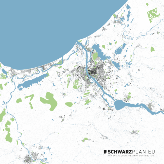 Lageplan von Riga mit Höhenlinien