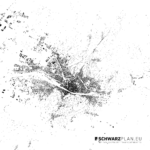 Schwarzplan von Florenz in Italien