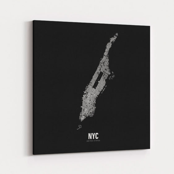 Minimalistischer Stadtplan von New York - Manhattan gedruckt auf Leinwand
