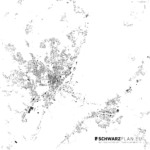 Schwarzplan von Stettin in Polen - Maßstab 1:100000