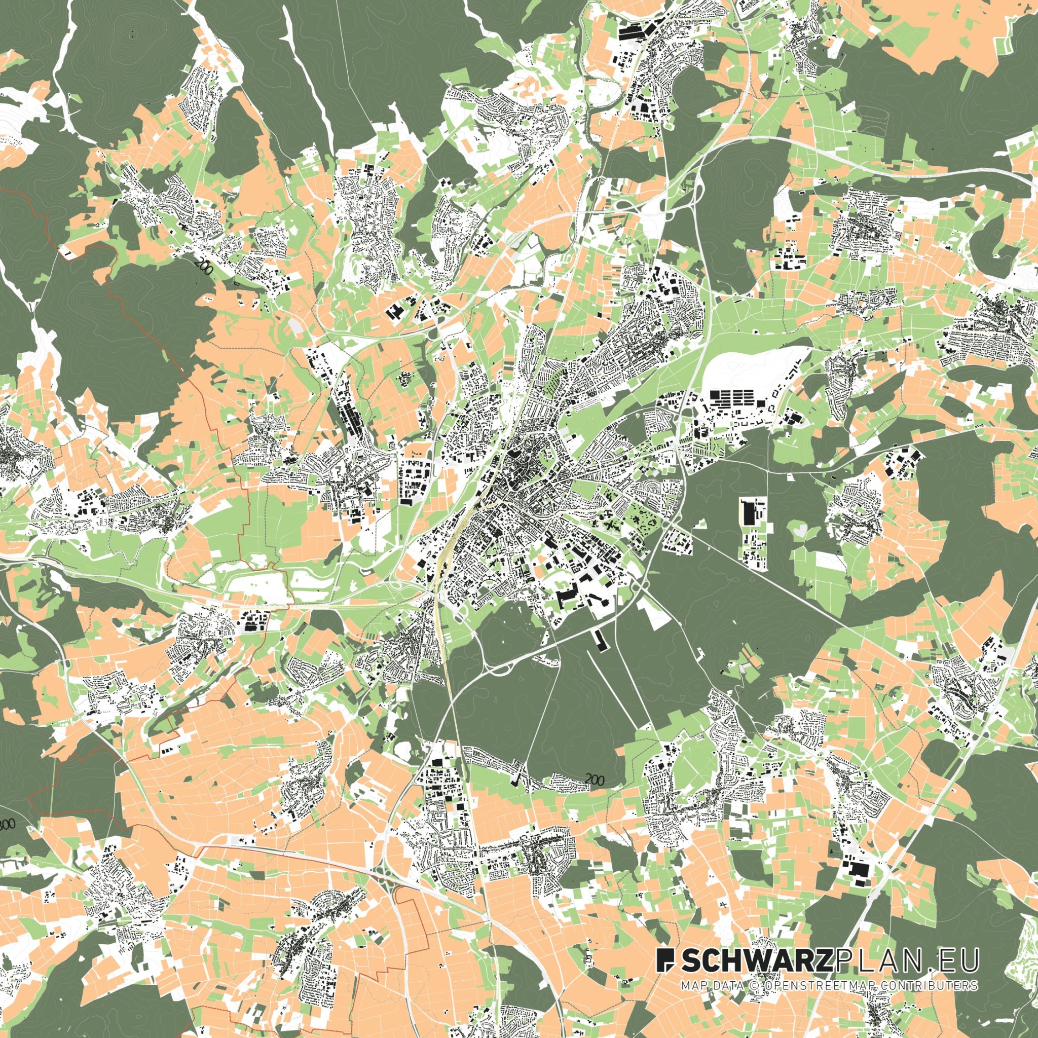 Site Plan & Figure Ground Plan Of Gießen For Download As Pdf, Dwg Plan