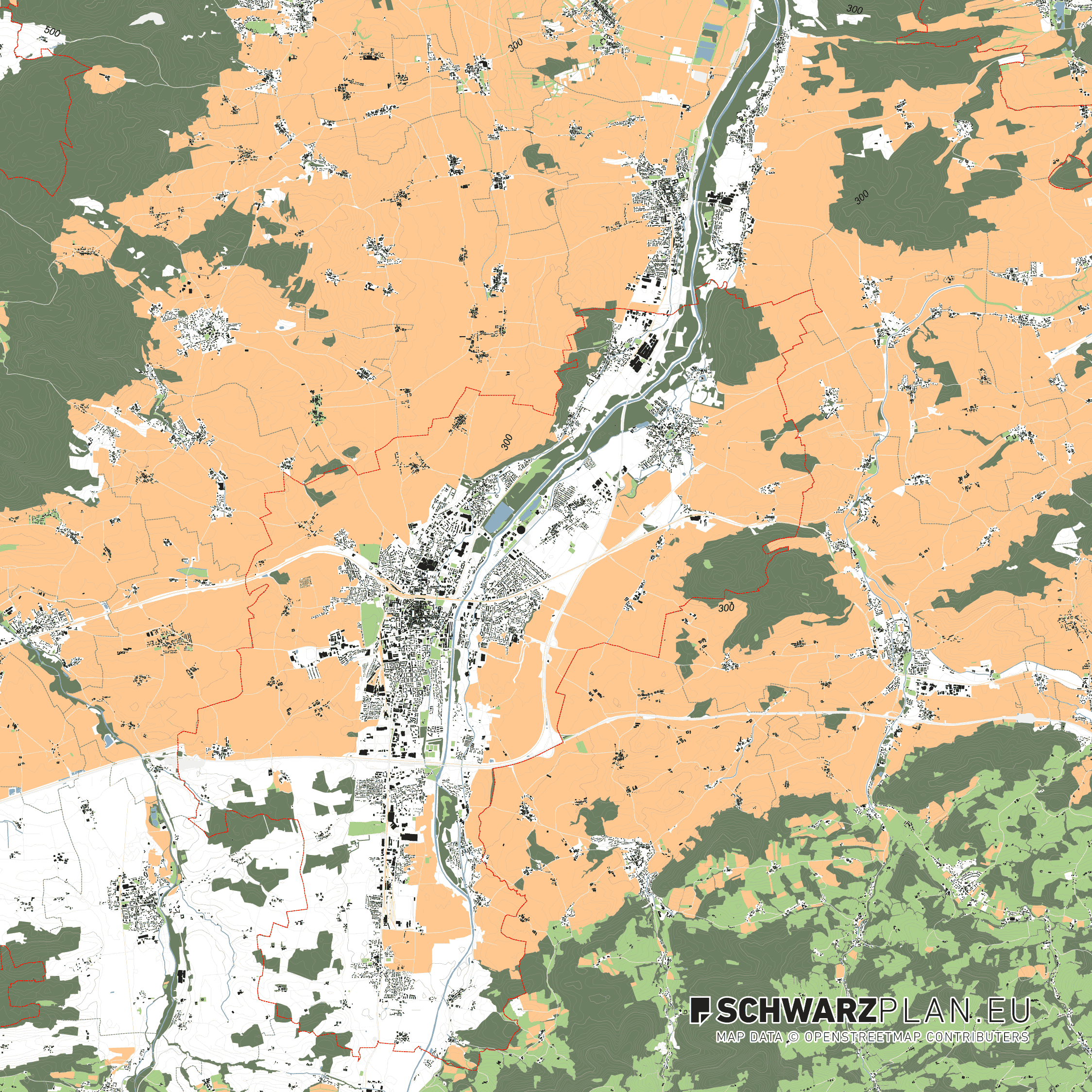 Lageplan von St. Pölten in Österreich