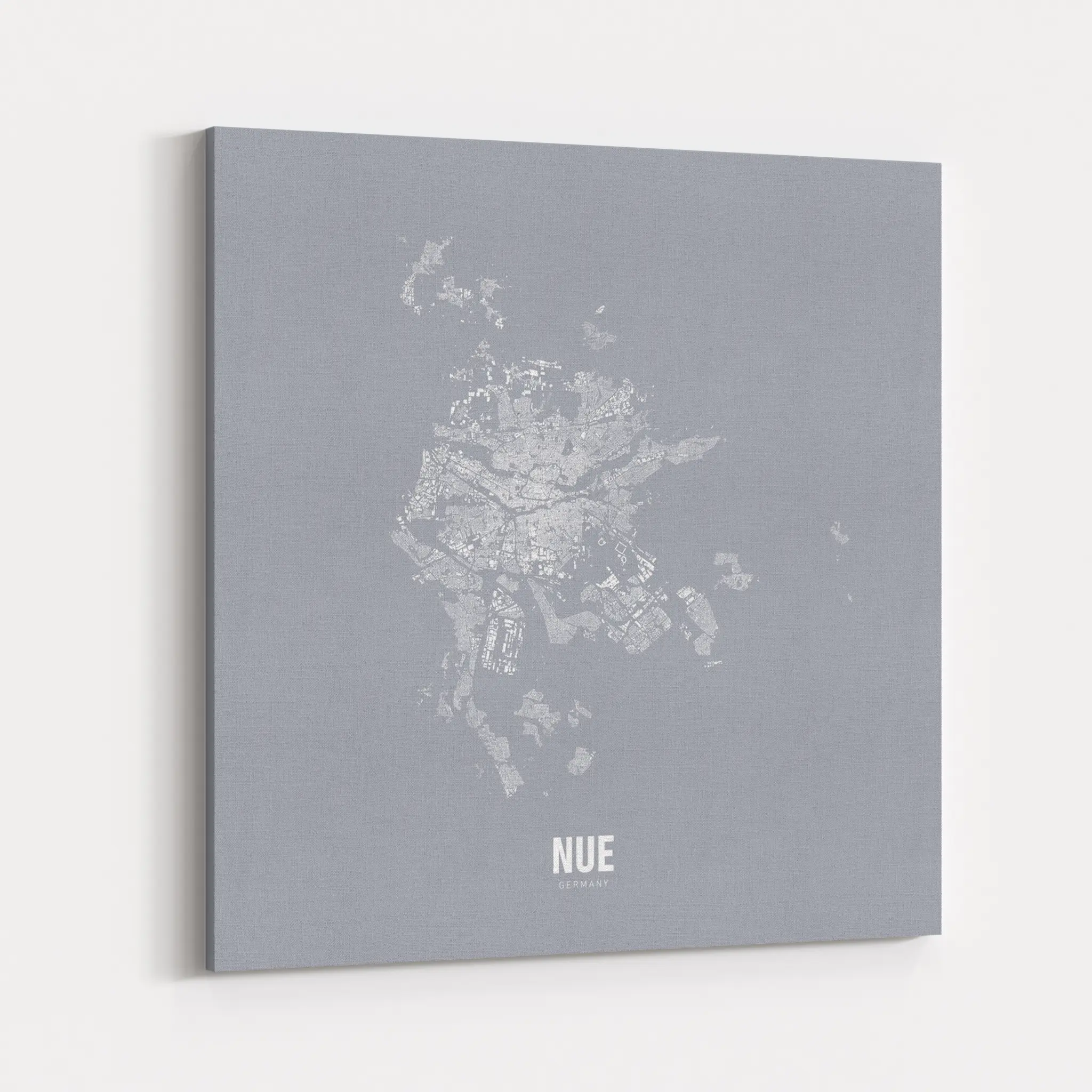 Minimal Map von Nürnberg auf Leinwand - eisblau