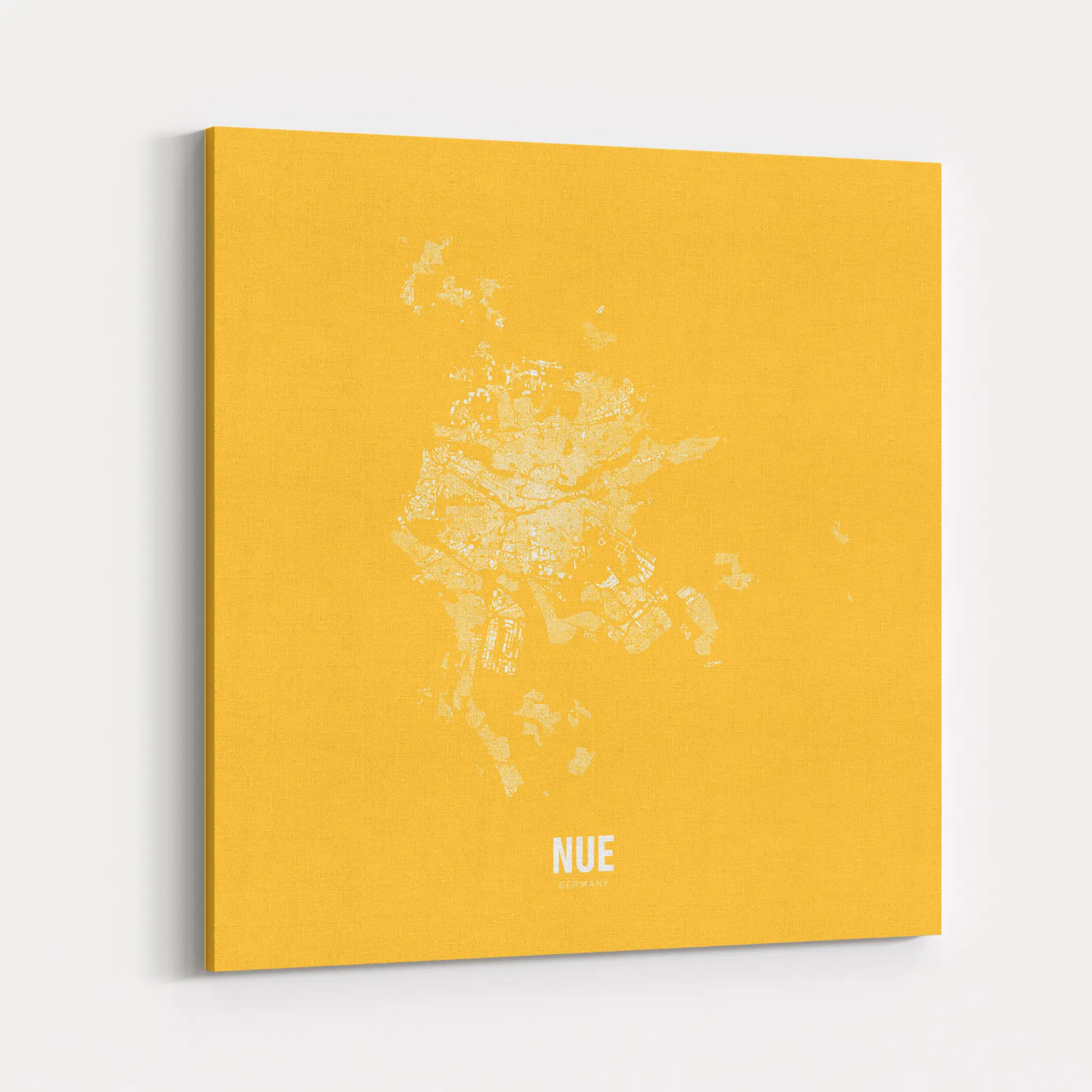 Minimal Map von Nürnberg auf Leinwand - gelb