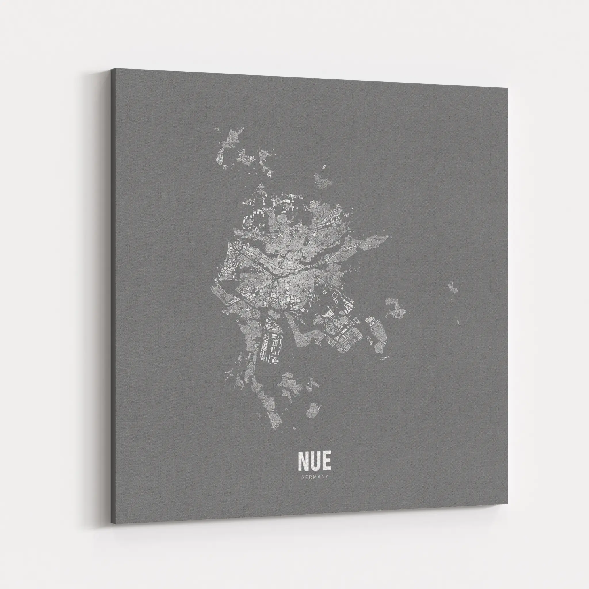 Minimal Map von Nürnberg auf Leinwand - grau
