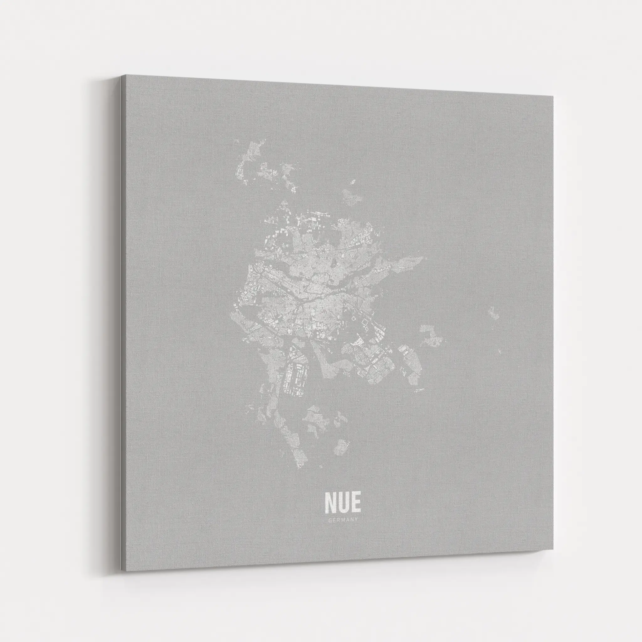 Minimal Map von Nürnberg auf Leinwand - hellgrau