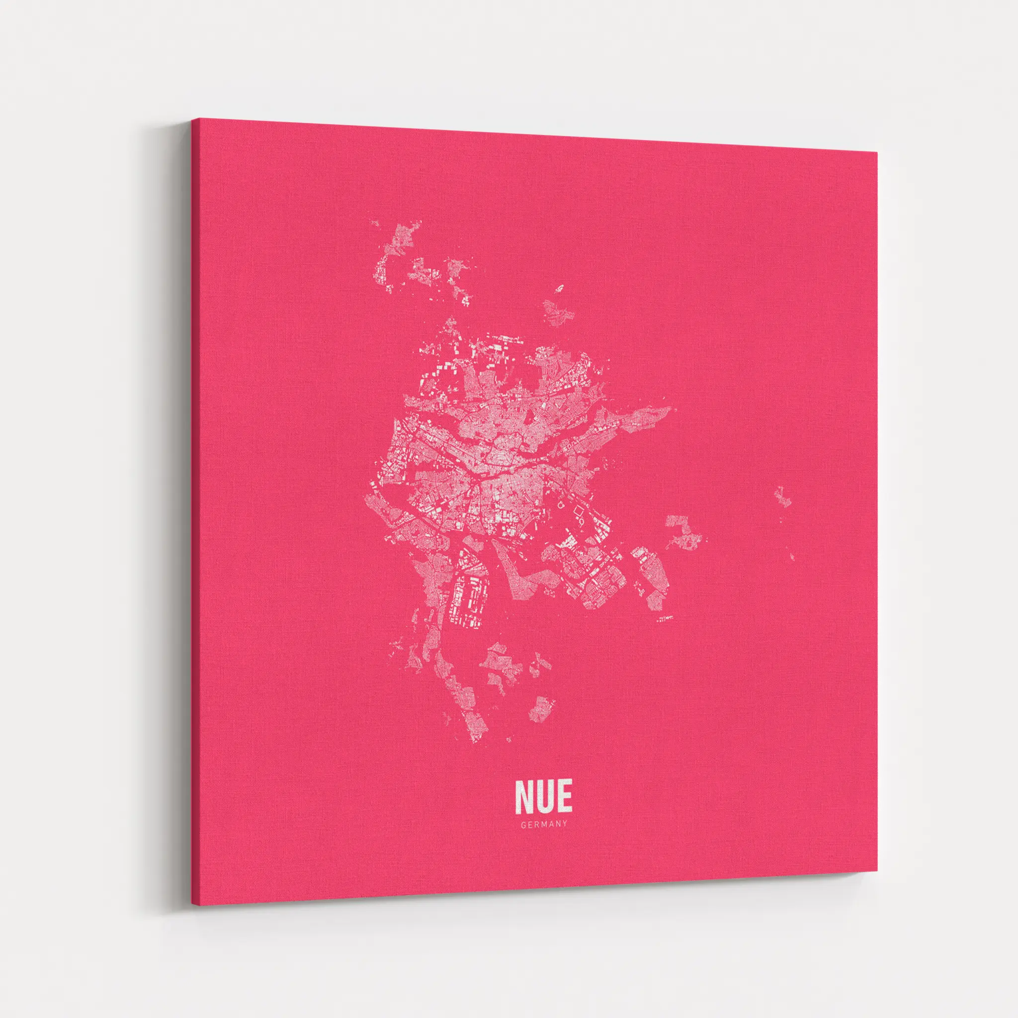 Minimal Map von Nürnberg auf Leinwand - magenta