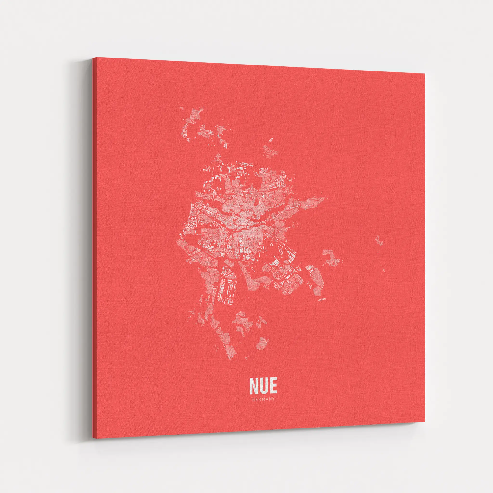Minimal Map von Nürnberg auf Leinwand - rot