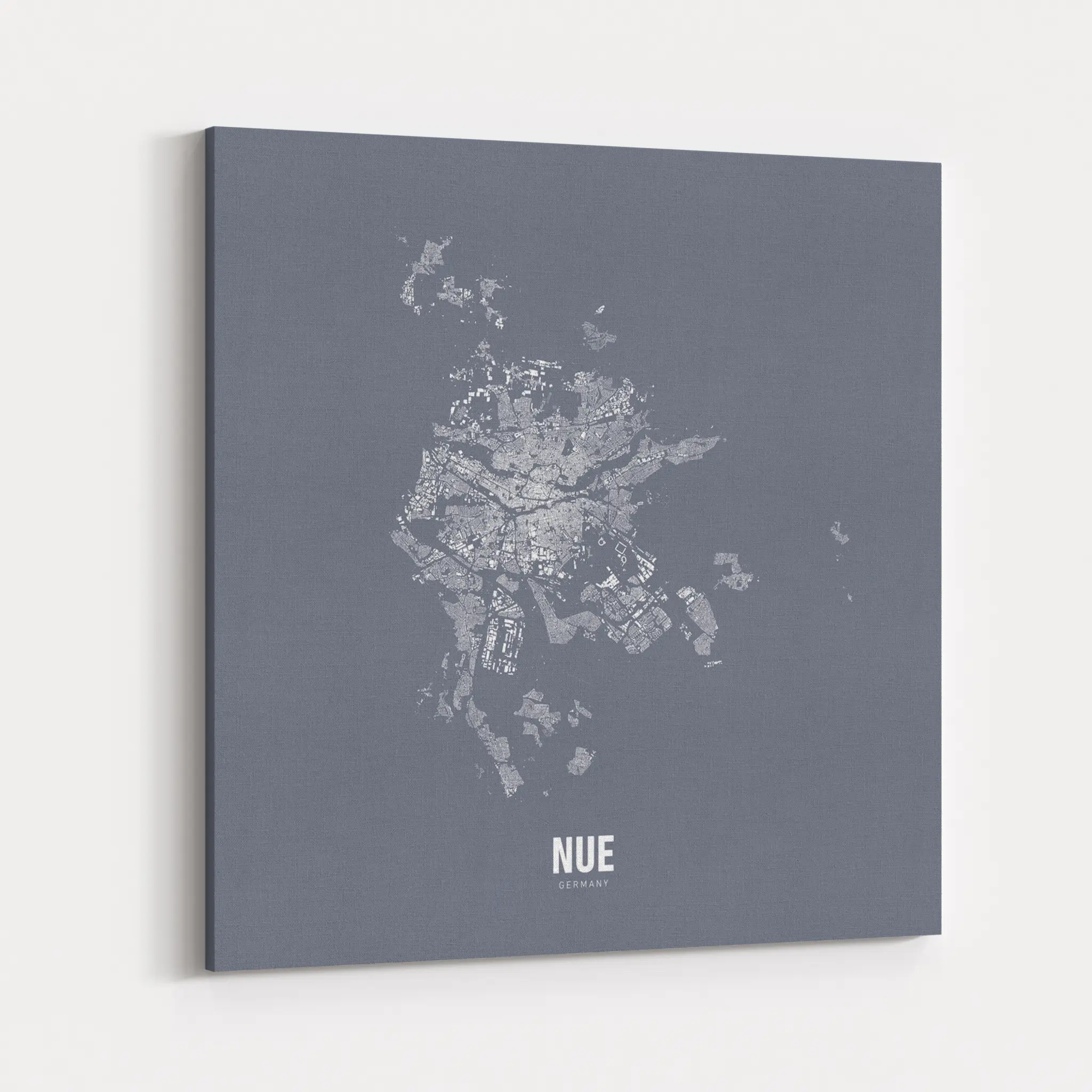 Minimal Map von Nürnberg auf Leinwand - stahlgrau