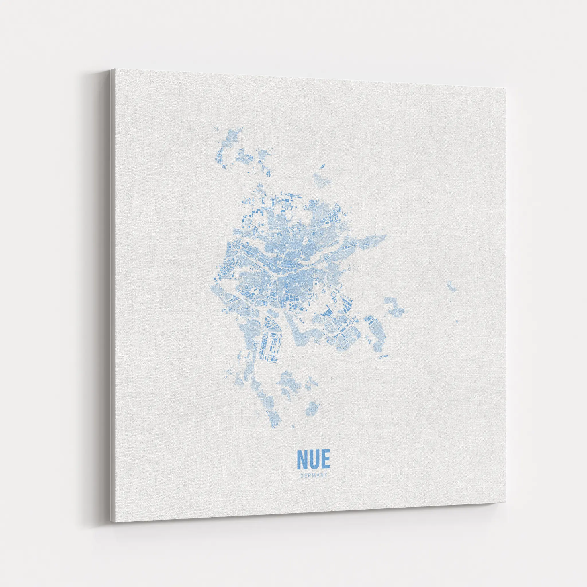 Minimal Map von Nürnberg auf Leinwand - weiss-blau