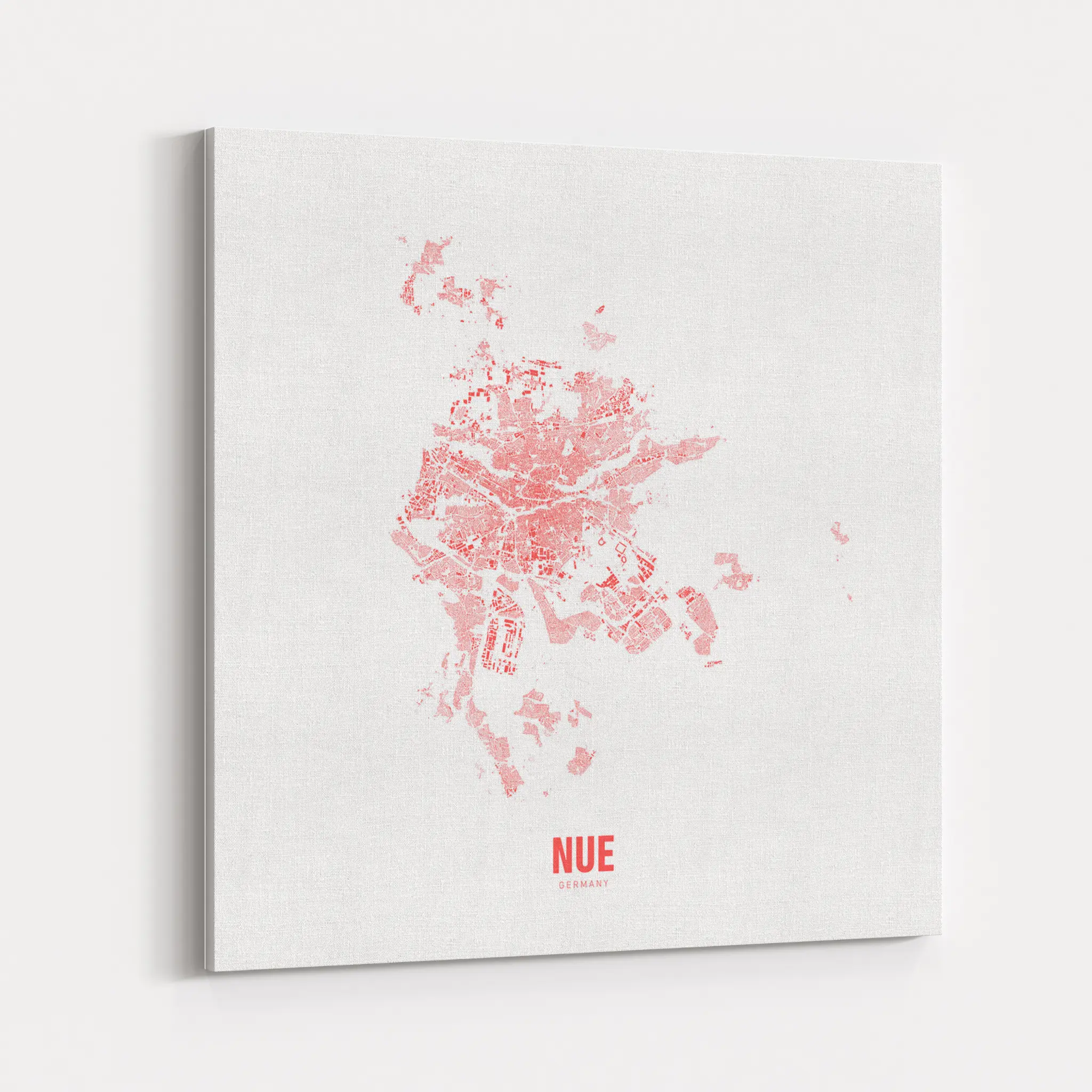 Minimal Map von Nürnberg auf Leinwand - weiss-rot