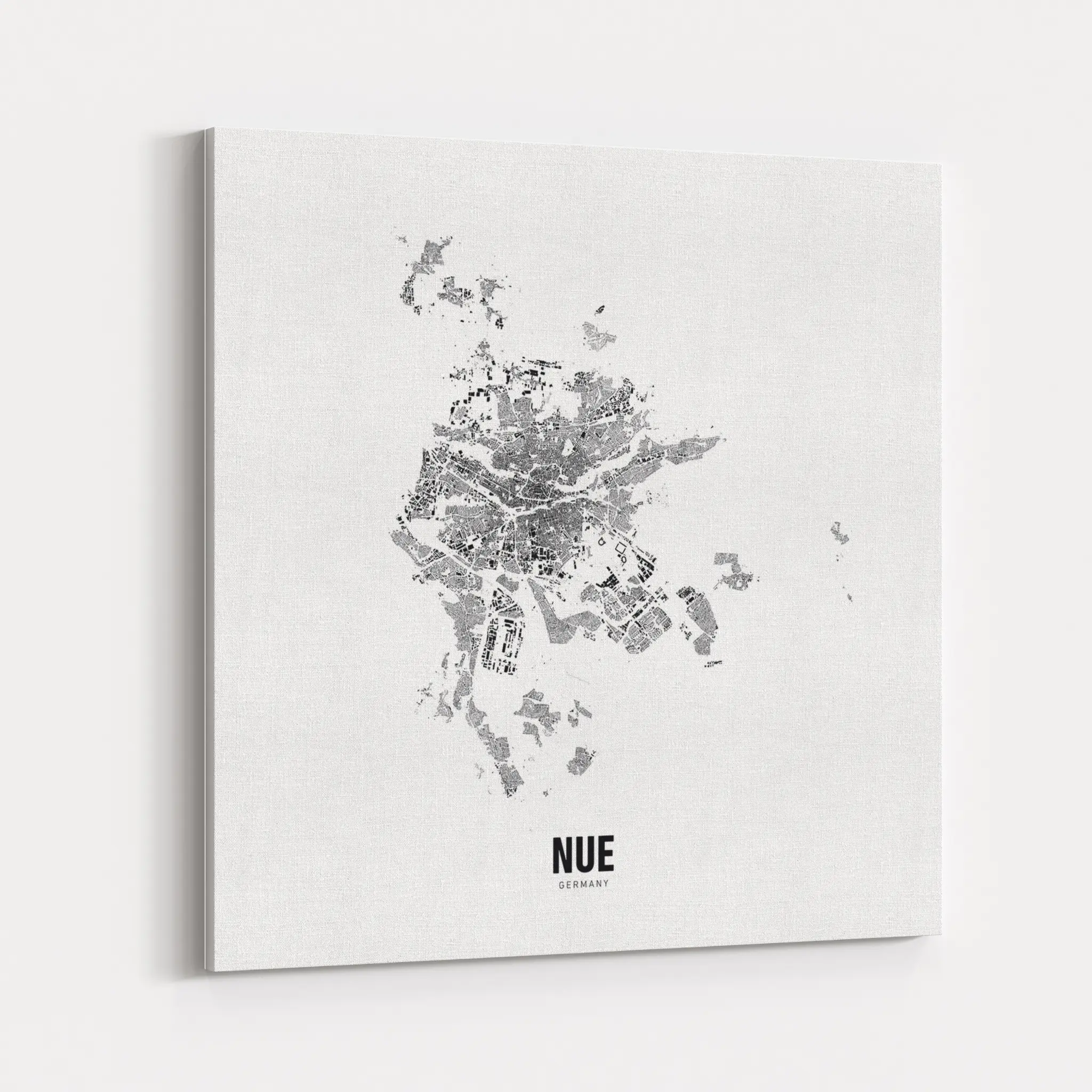 Minimal Map von Nürnberg auf Leinwand - weiss-schwarz