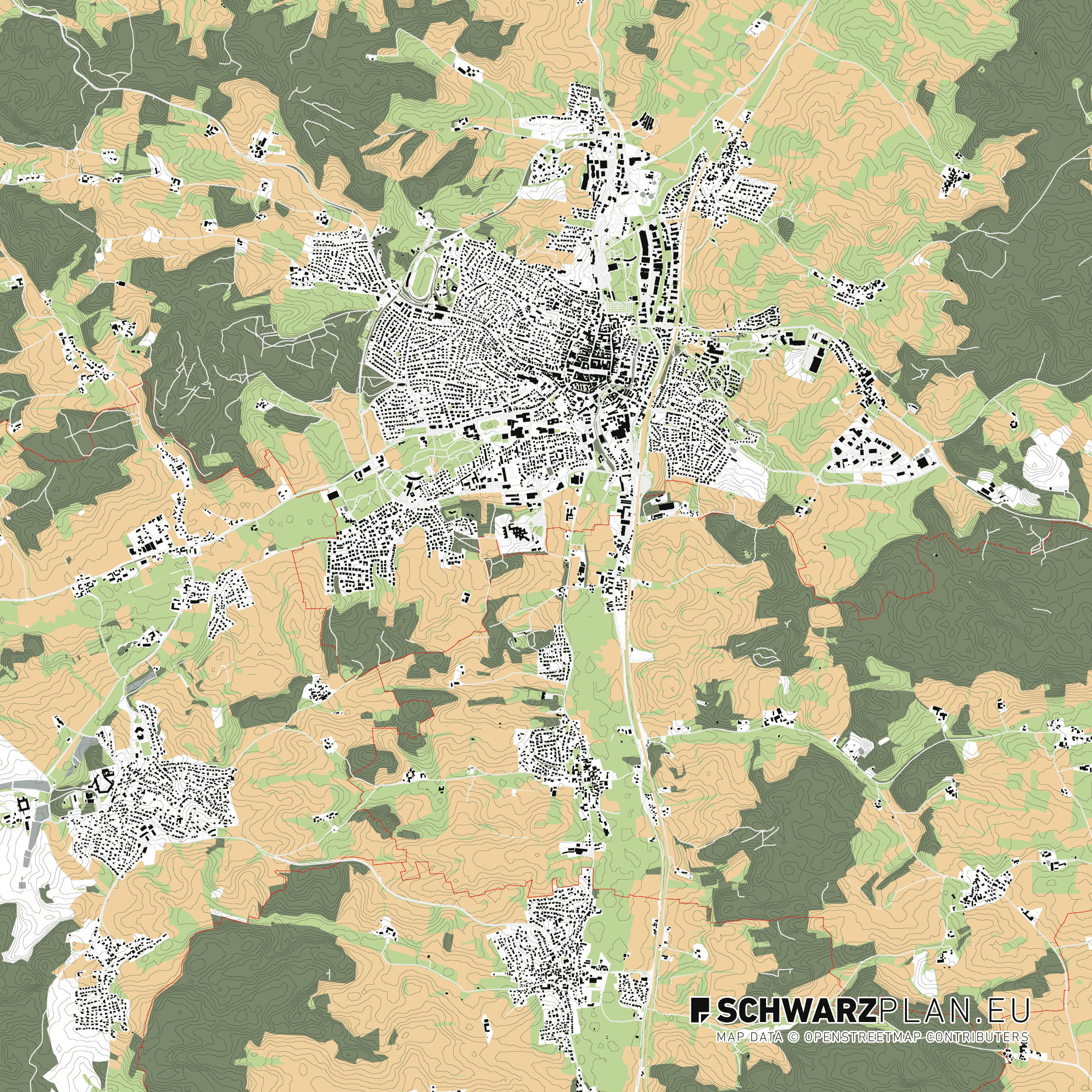 Lageplan von Pfaffenhofen an der Ilm