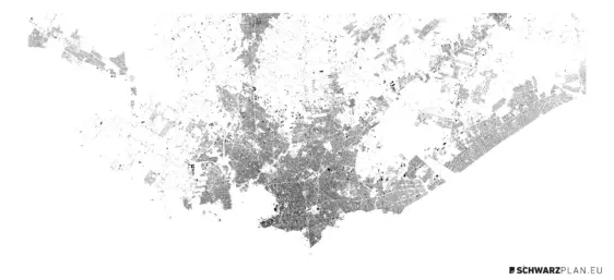 Schwarzplan von Montevideo, Urugay