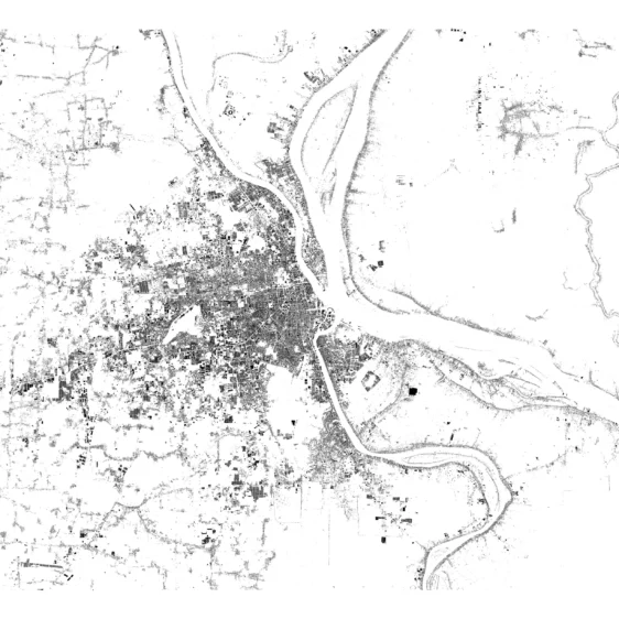 Schwarzplan von Phnom Penh, Kambodscha
