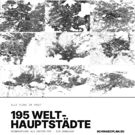 Schwarzpläne von neun Welthauptstädten — Collage aus dem 195-Städte-Bundle